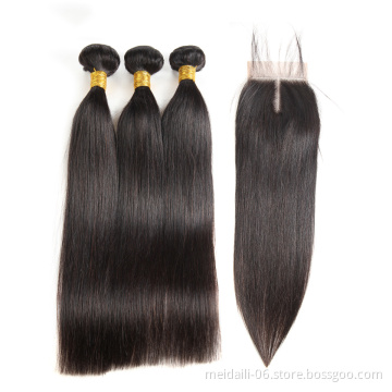 dropshipping cheap wholesale price 3 peruvian straight human hair bundles with closure
